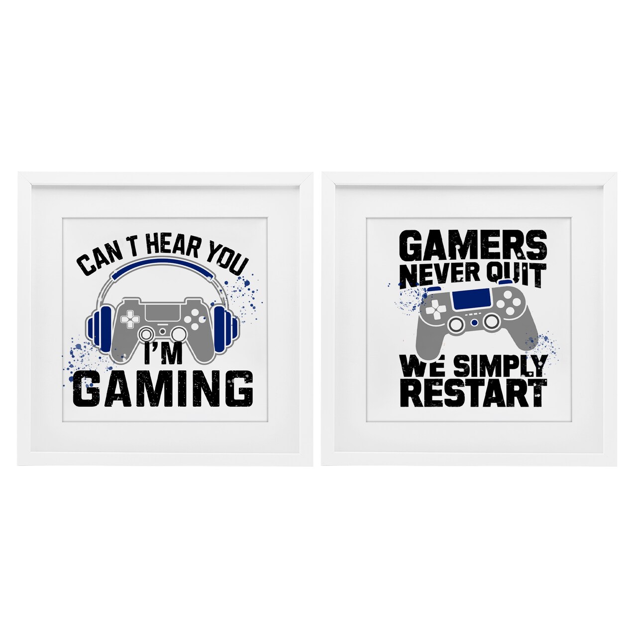 Stupell Industries Gamer Culture Phrases 2pc Framed Print Under Glass Set, design by Kim Allen